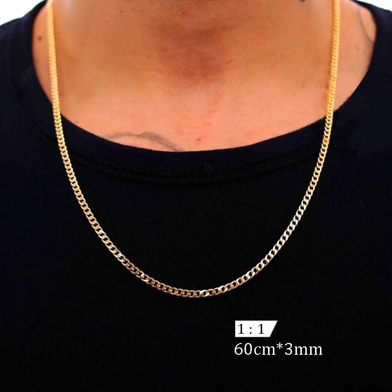 Corrente Cordão  3X1 fina 60 cm Colares de aço inoxidável colar fino de masculino feminino