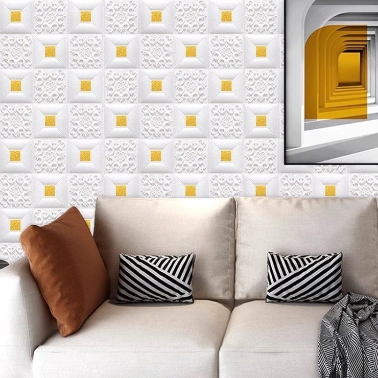 Papel De Parede De Teto Fashion Ceiling Wallpaper 3D Espuma De Tijolo Adesivo Decoração Adesivos De Autocolante