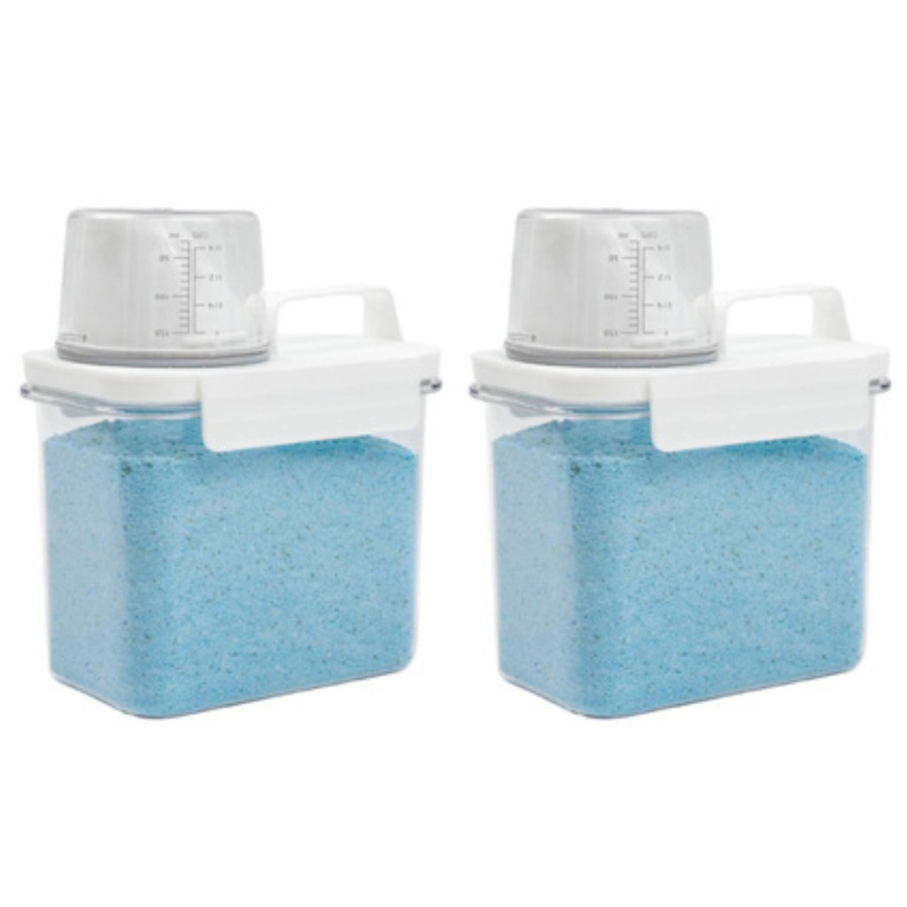 Kit 2 Potes 1,5L Sabão em Pó Amaciante Sabão Liquido Lavanderia Organizada