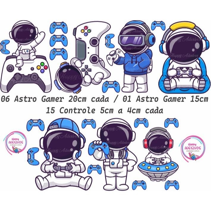 Adesivos Gamer Parede Menino Decoração Game Playstation Console Controle Adesivo Menino Azul DCM