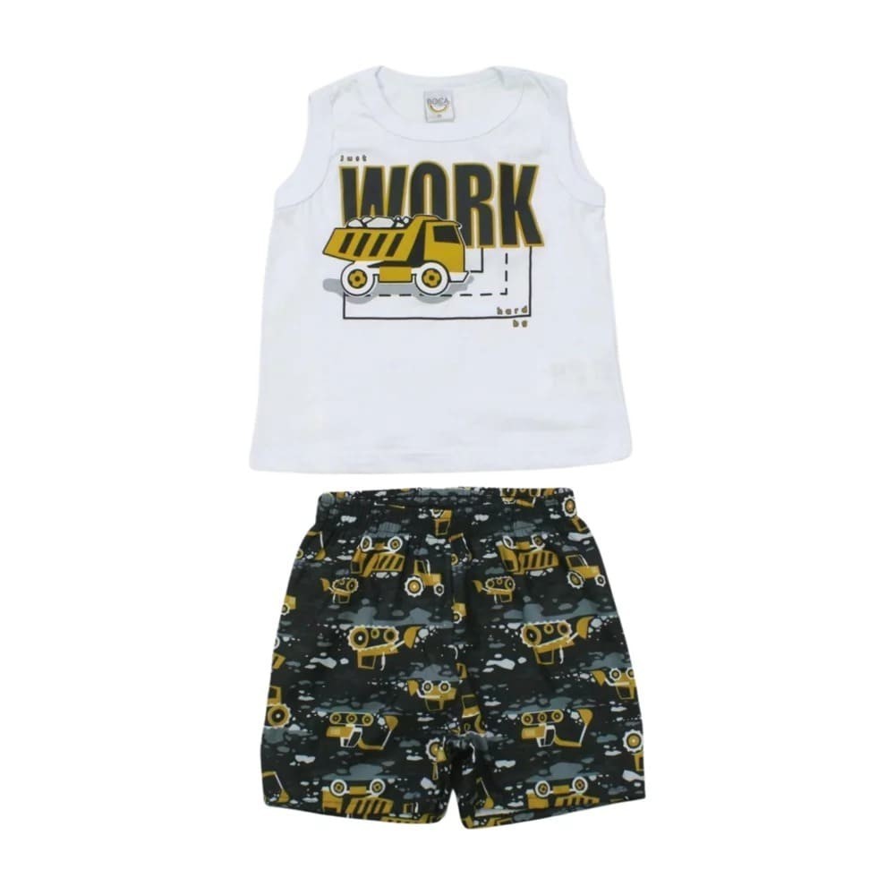 Conjunto Masculino Regata Estampa Caminhão e Bermuda Moletinho 19051 - Boca Grande