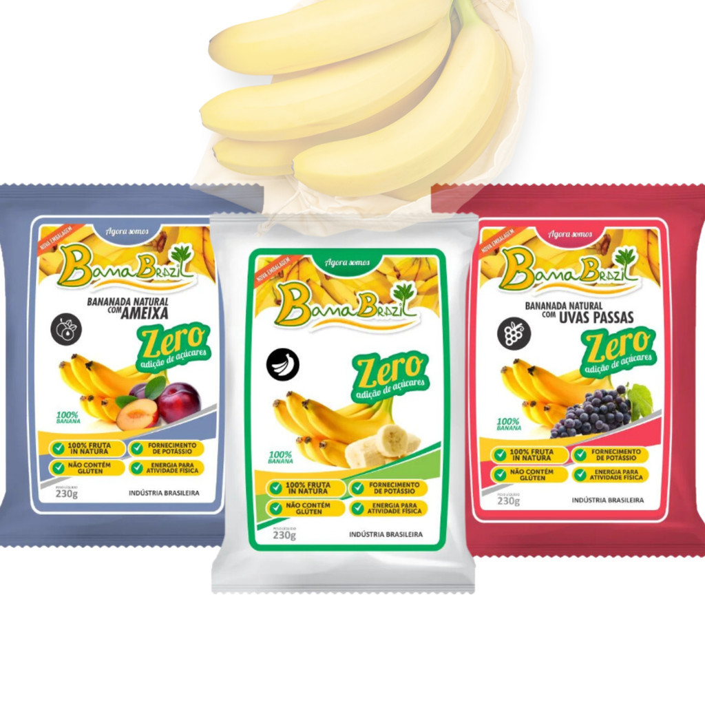 Kit Bananada 03 pacotes Uvas passa - Natural e Ameixa - Zero Açucares