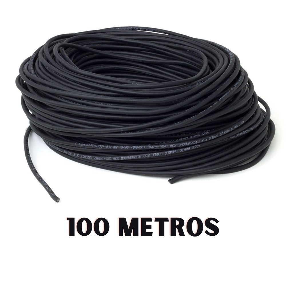 FIO CABO MICROFONE SANTO ANGELO X30 PRETO 100 METROS