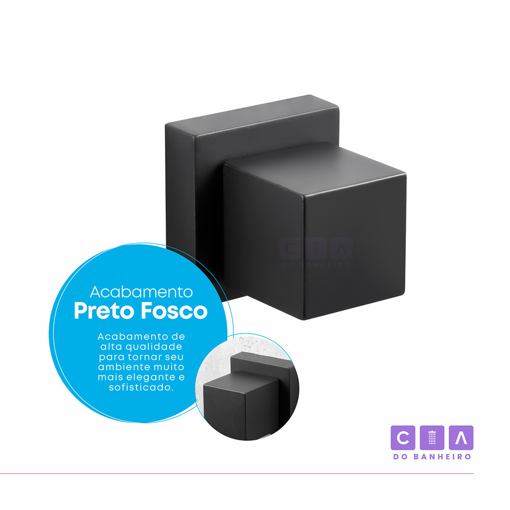 Kit De Acessórios Banheiro Quadrado Preto + 02 Acabamentos Registro Deca Preto