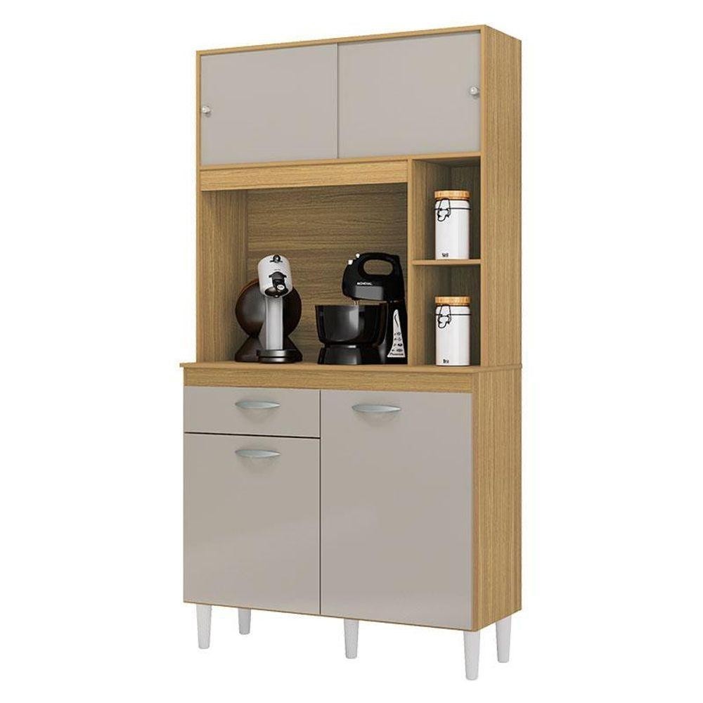 Armário Para Cozinha Kit Duda 90 Cm Damasco Off White - Poquema em Oferta na Shopee