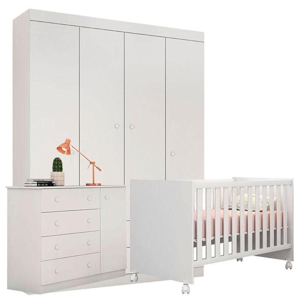 Quarto De Bebê Helena Com Berço Doce Sonho Branco Brilho - Phoenix em Oferta na Shopee