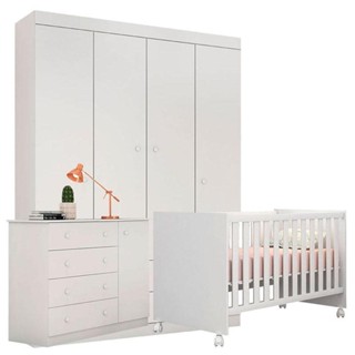 Quarto De Bebê Helena Com Berço Doce Sonho Branco Brilho - Phoenix em Oferta na Shopee