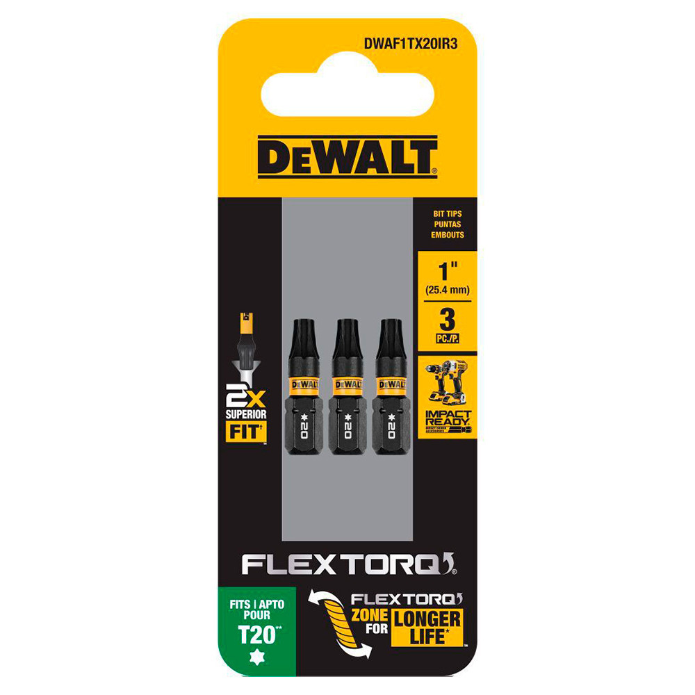 Kit com 3 Bits Torx de Impacto T20 x 25mm Flextorq Dewalt DWAF1TX20IR3 em Oferta na Shopee