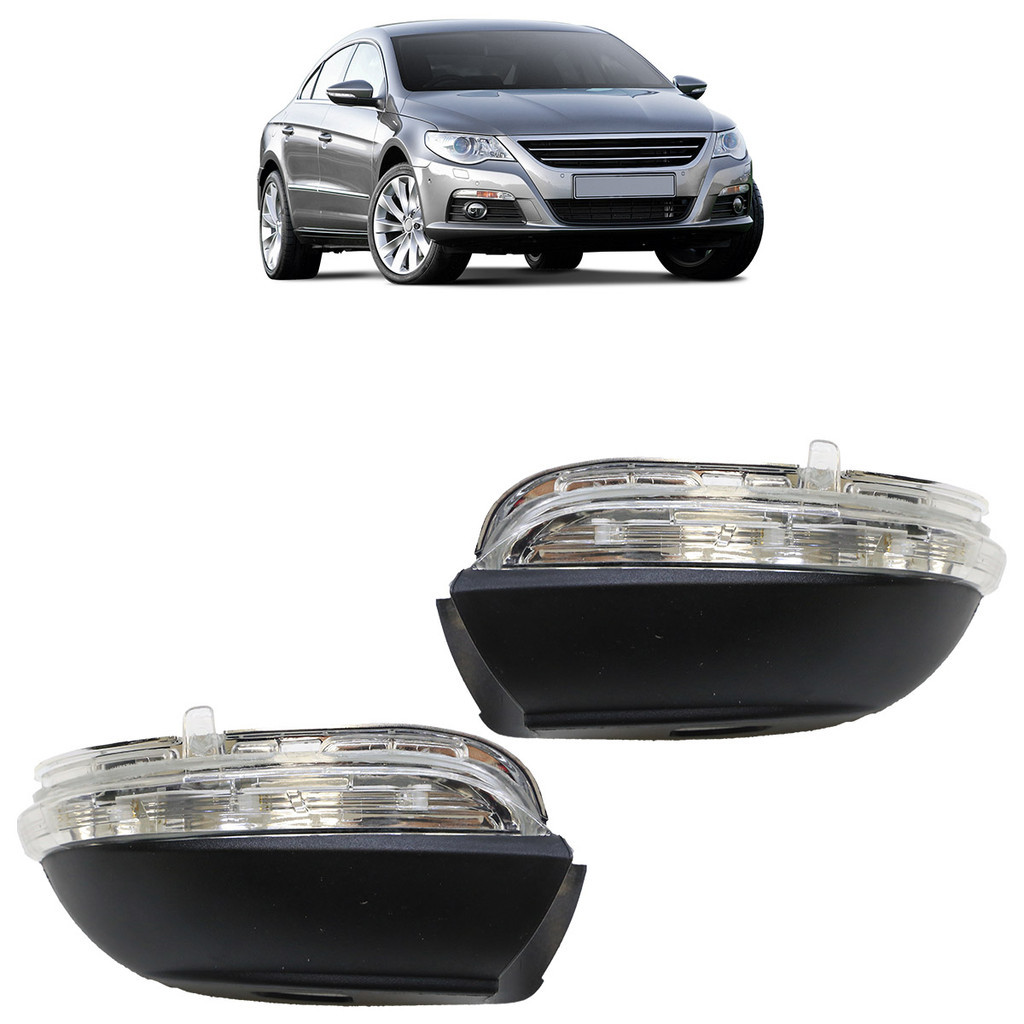 Par Pisca Seta Retrovisor Passat CC 2008 A 2012 Cristal Led Texturizado Lente Lisa em Acrílico