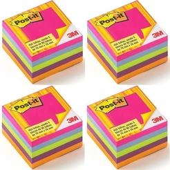 Kit com 4 POST-IT Cubo Tropical 654 76MM X 76MM com 450 Folhas 3M