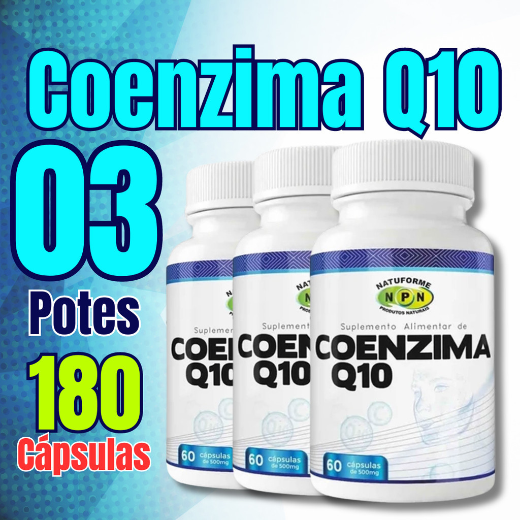 Kit 03 Potes Coenzima Q10 original concentrada 500mg 60 cápsulas cada Pote Energia, Disposição