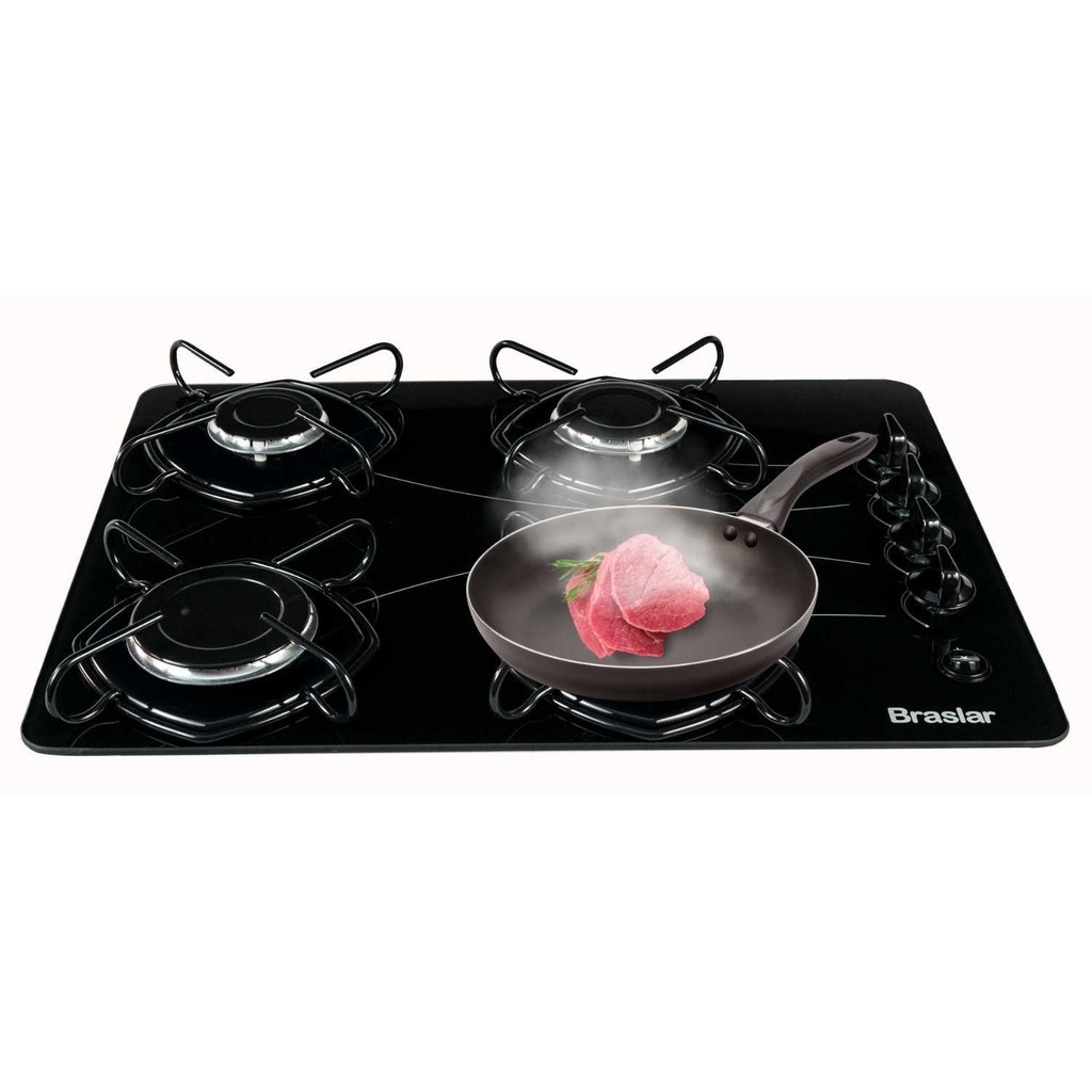 Fogão Mesa Cooktop Vidro 4 Bocas A Gás Bivolt 127v/220v