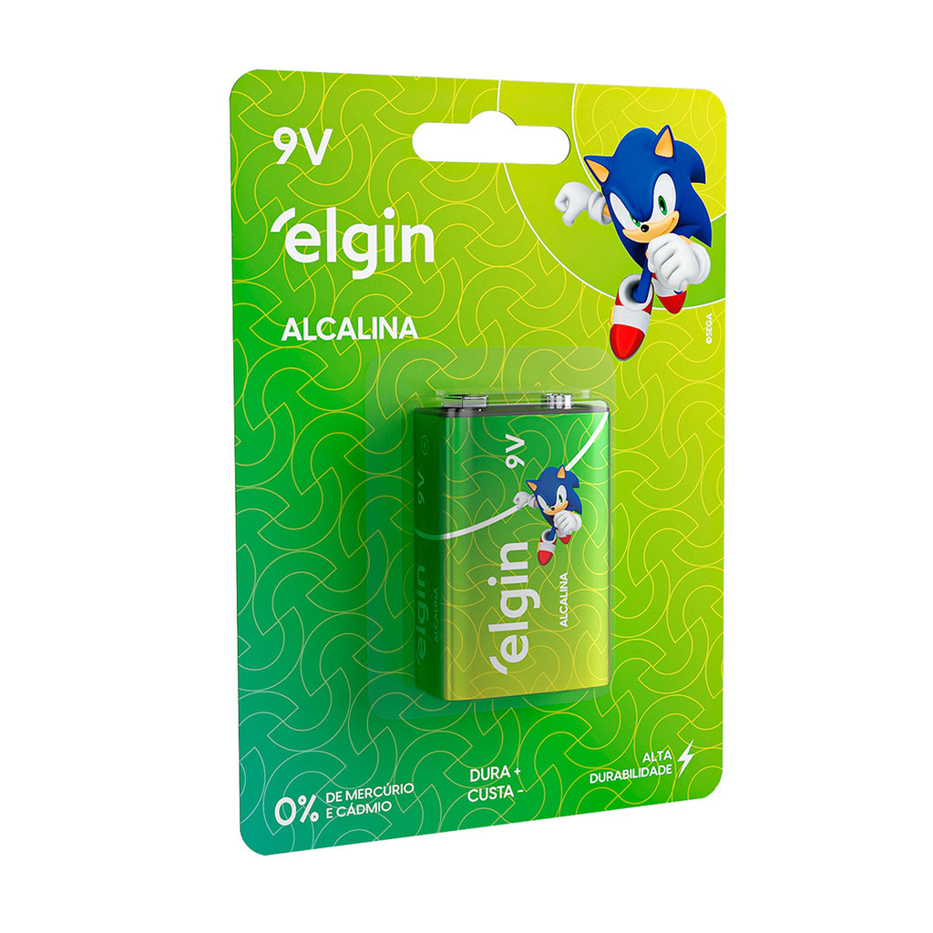 Bateria 9v Alcalina Elgin 6LR61 Alta Durabilidade Unidade em Oferta na Shopee