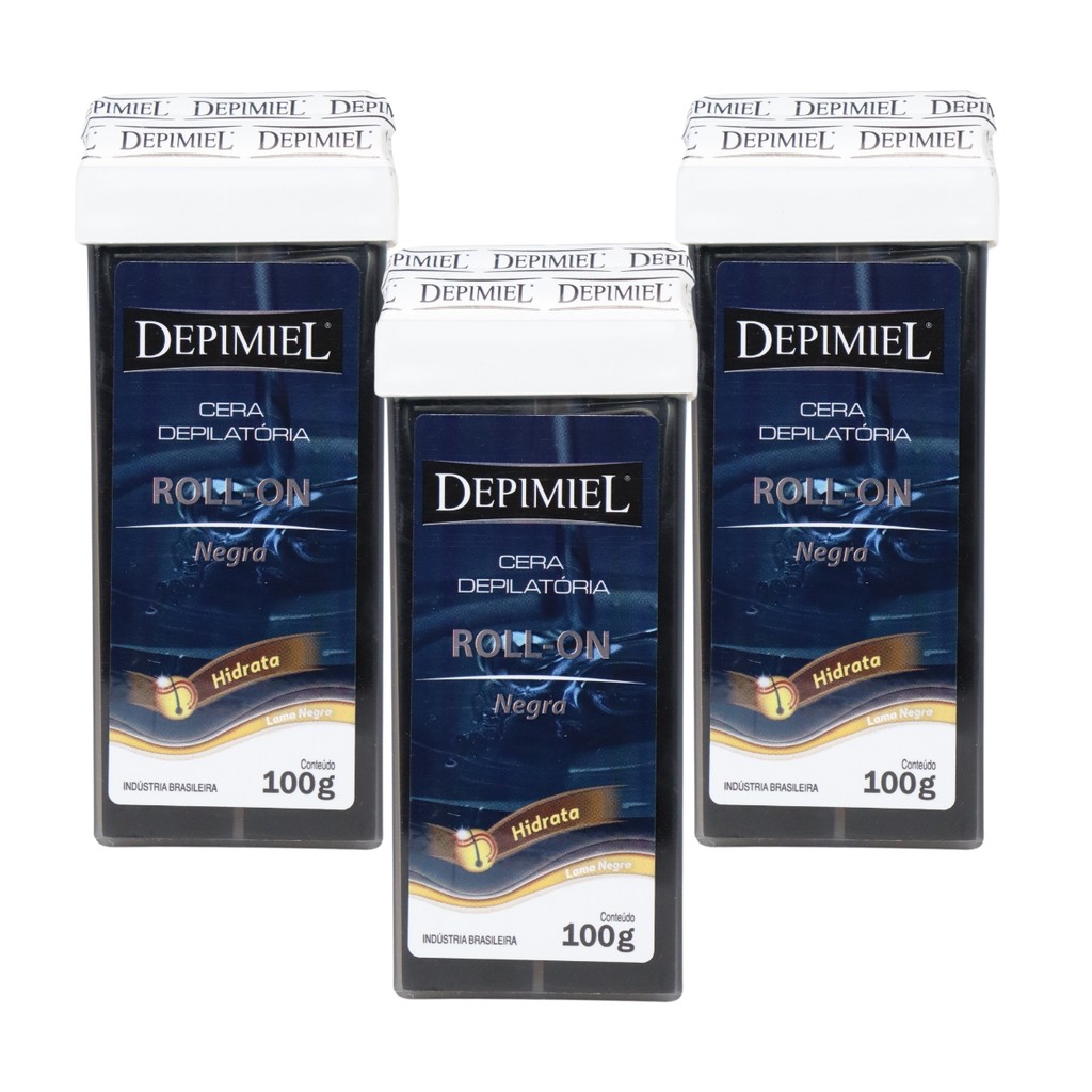 Kit 3 Ceras Roll-on Depilatória Negra Pelos Grossos Depimiel - Beauty