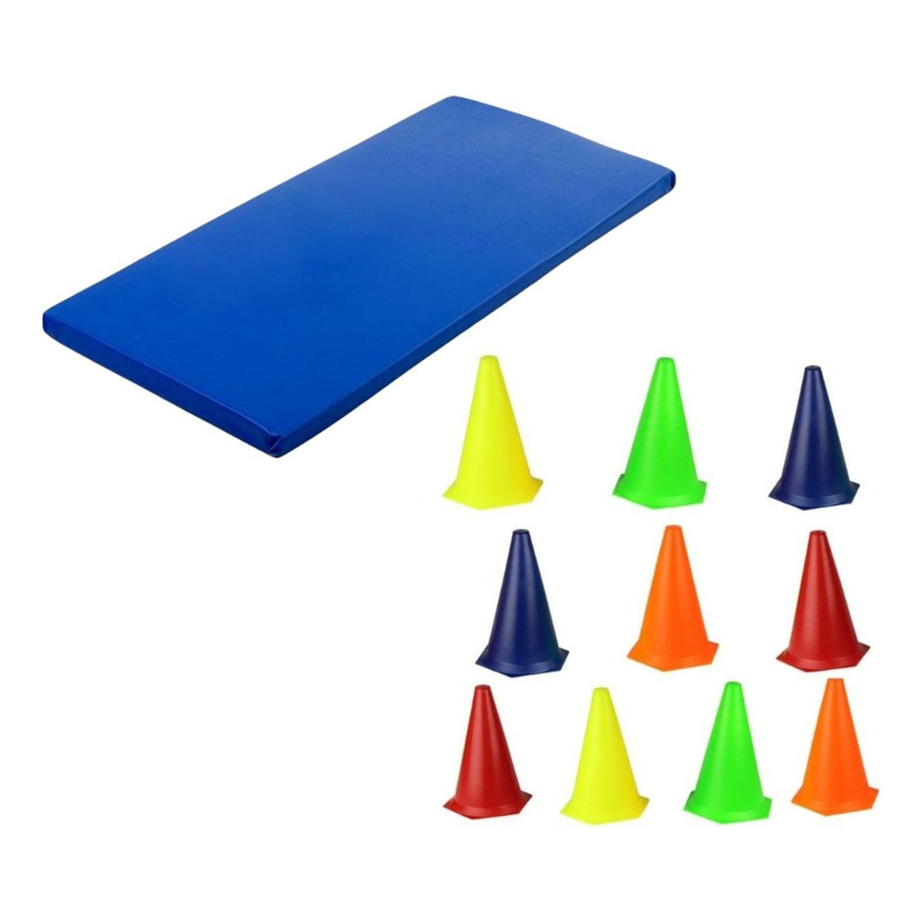 Kit Colchonete 10 Cones Esportivos Treino Casa Praça Oferta