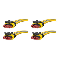 KIT 4 Chicote para Lanterna Automóvel Caminhão Ônibus com Conector Selado de 3 Vias