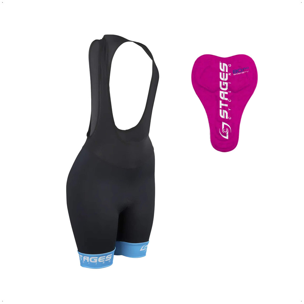 Bretelle de Ciclismo Stages Feminino PP/P/M Preto Forro Bidensidade Proteção UV50+ Atrio