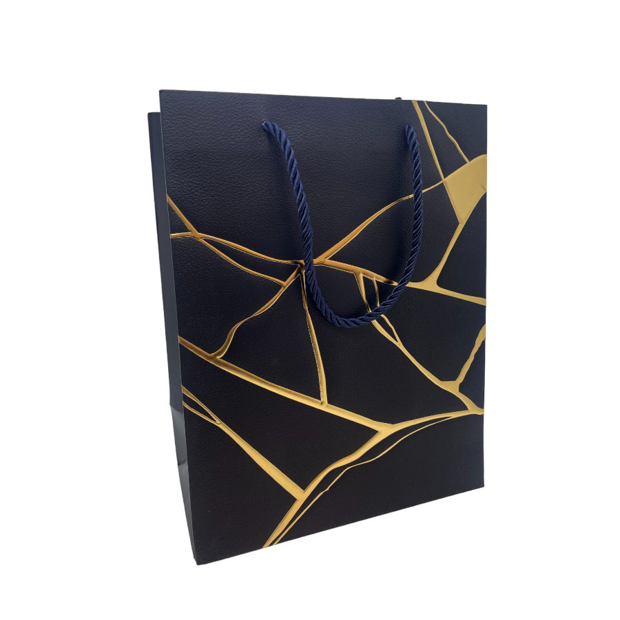 Sacola de Papel para Presente Marmorizada - Azul - 23x18x10cm - 1 unidade - Rizzo