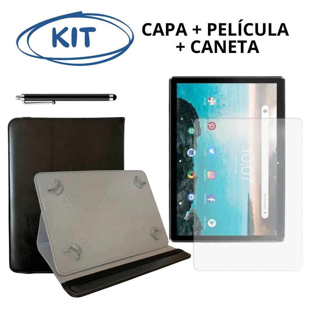 Kit Capa + Película Hidrogel + Caneta Para Tablet Pritom M10 de 10.1"