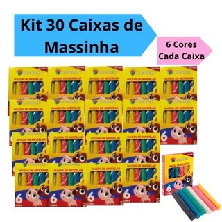 Kit 30 Caixas Massinha de Modelar 65g com 6 Cores Kit Festa Intantil Lembracinhas Alcalex em Oferta na Shopee