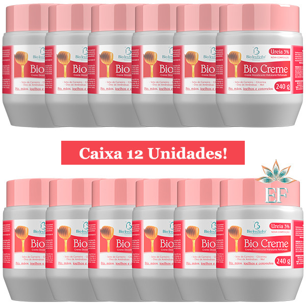 Caixa Com 12 Unidades BIO CREME Hidratante Mãos & Pés 240g Bio Instinto