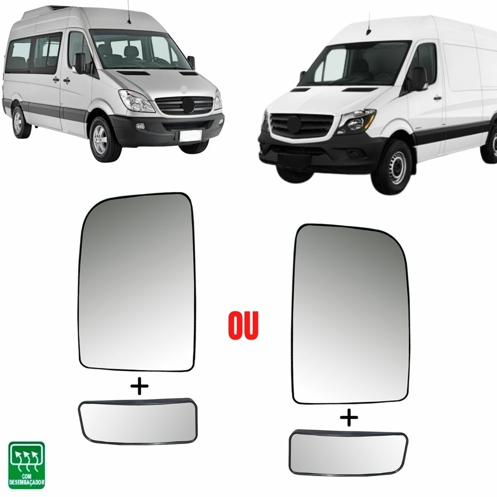 Kit Lente Retrovisor Vidro Sup + Inf Sprinter 2013 a 2019 Sprinter 2020 em diante Chassis