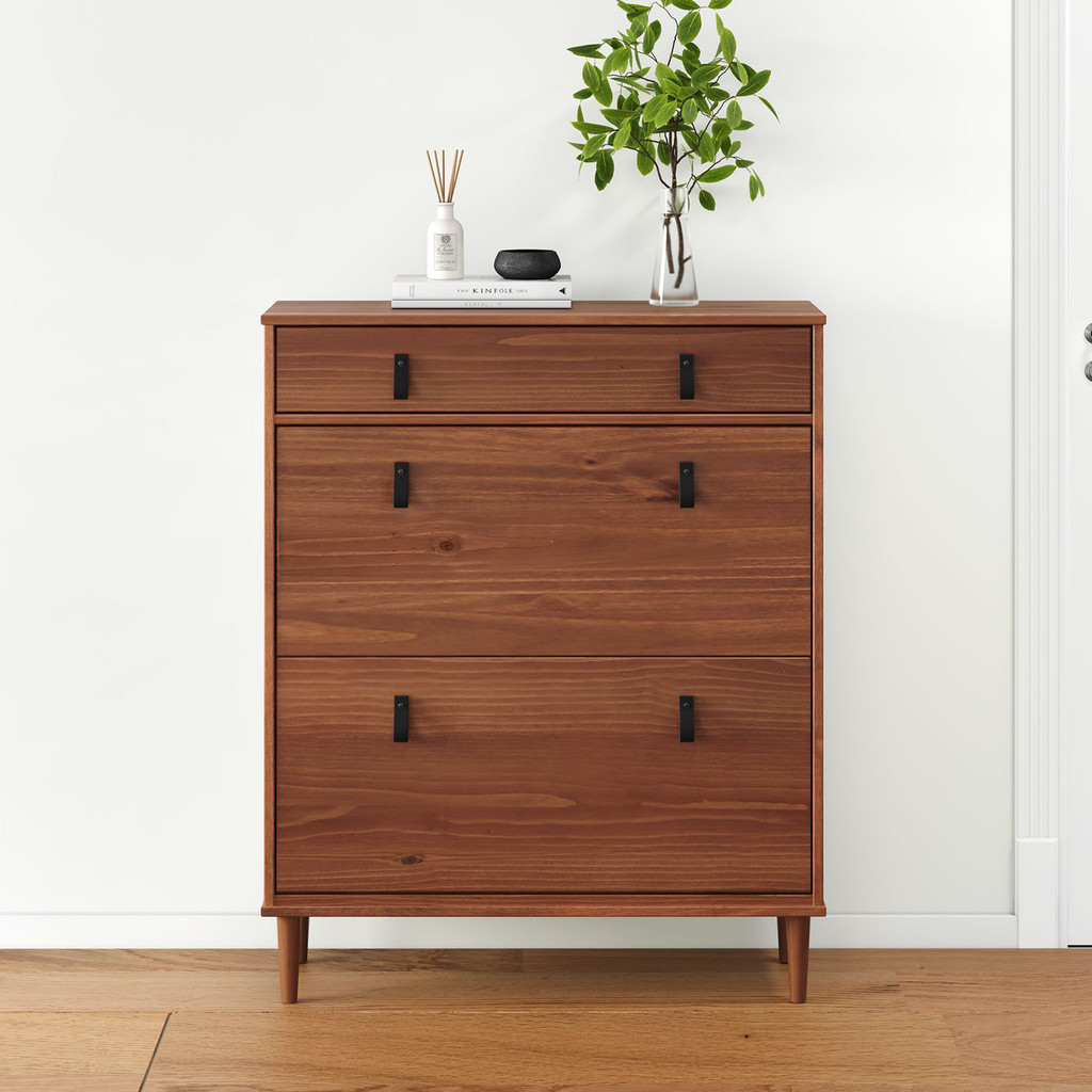 Sapateira Madeira Vertical Organizadora 2 Portas 1 Gaveta Mikka Castanho em Oferta na Shopee