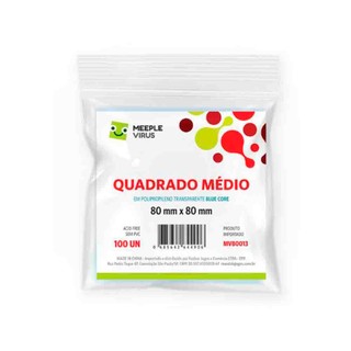 Shields Sleeves Quadrado Medio 80 X 80mm Blue Core Meeple Virus 100 unidades
