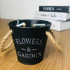 Vaso Cachepot com Alça em Corda Flowers & Garden