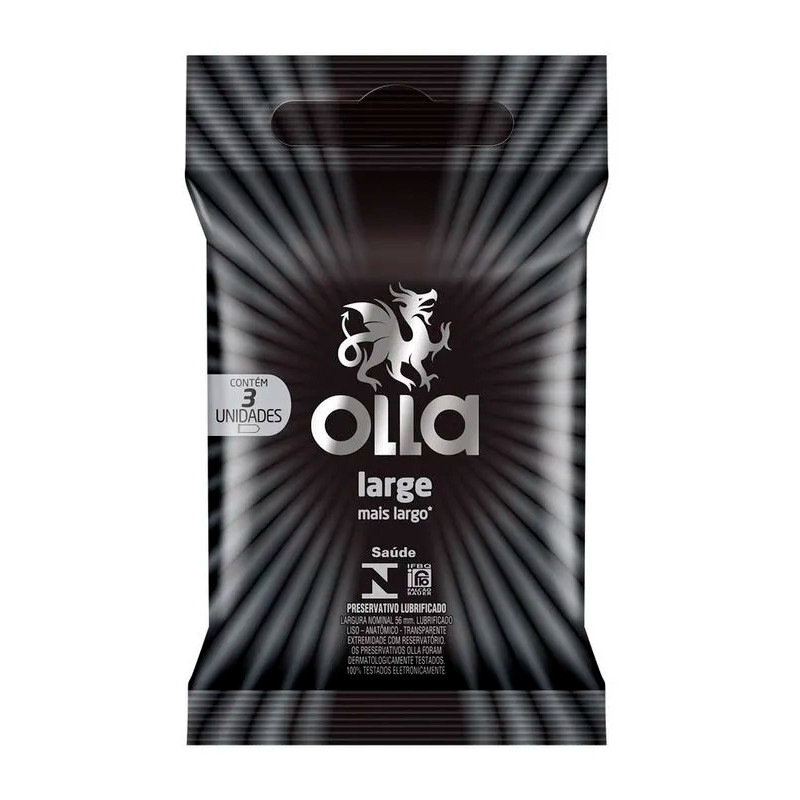 Preservativo Largo com 56 mm - Olla Large | 3 Unidades em Oferta na Shopee