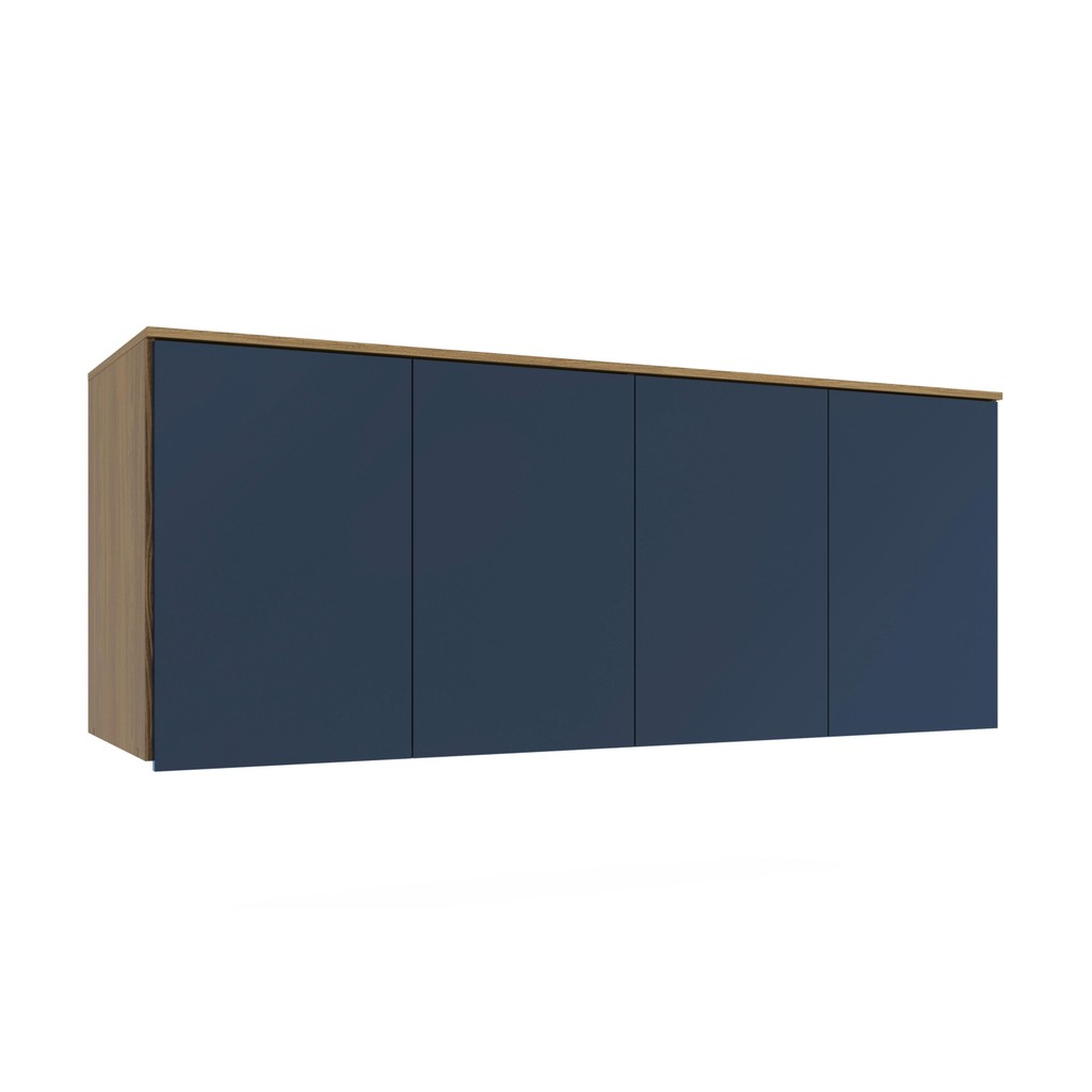 Armário Aéreo 4 Portas Kappesberg Adapt Nogueira/Azul Profundo 175cm - Home & Living