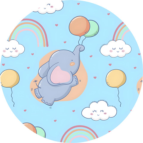 NOVO Painel Festa Infantil Redondo Elefantinho, Nuvenzinhas Fofas, Tons Pasteis + Arco, Suporte incluso. Fazemos personalizado com qualquer tema. Confeccionado em Lona fosca, impressão de alta resolução. cenário , p/ Decoração