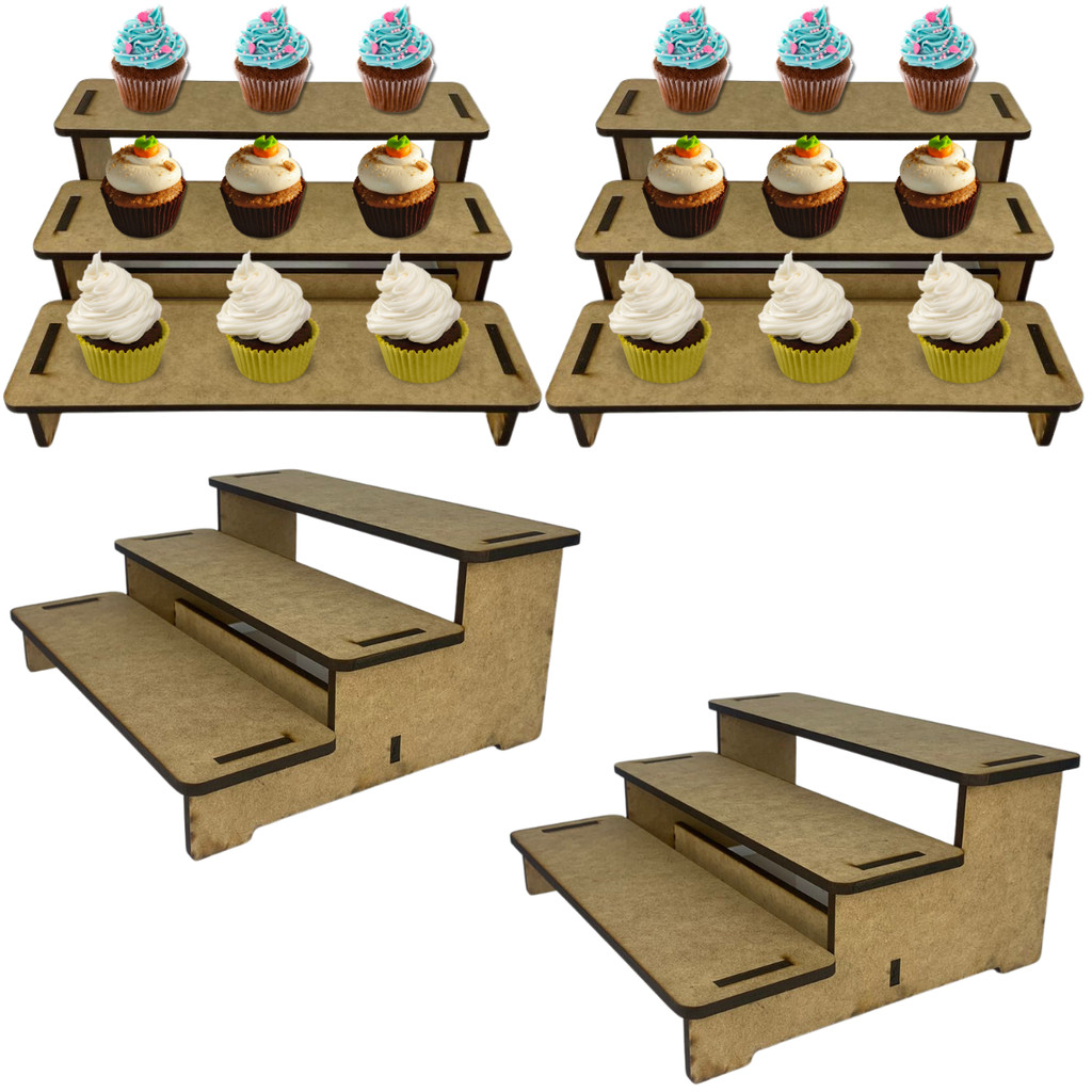 Kit 4 Escadinha 3 Andares Expositor MDF Doces Festa Buffet