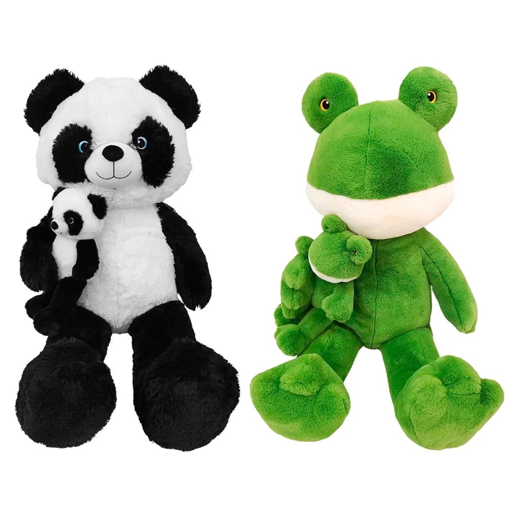 Brinquedo Pelúcia Mãe e Filho 75cm Sapo ou Panda - CAA Toys