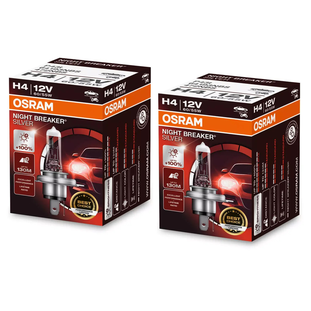 Par Lâmpada Osram Night Breaker Silver H4 + 100% Luz 60/55w