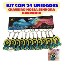 Kit com 24 Chaveiros Nossa Senhora Aparecida Infantil Criança Borracha