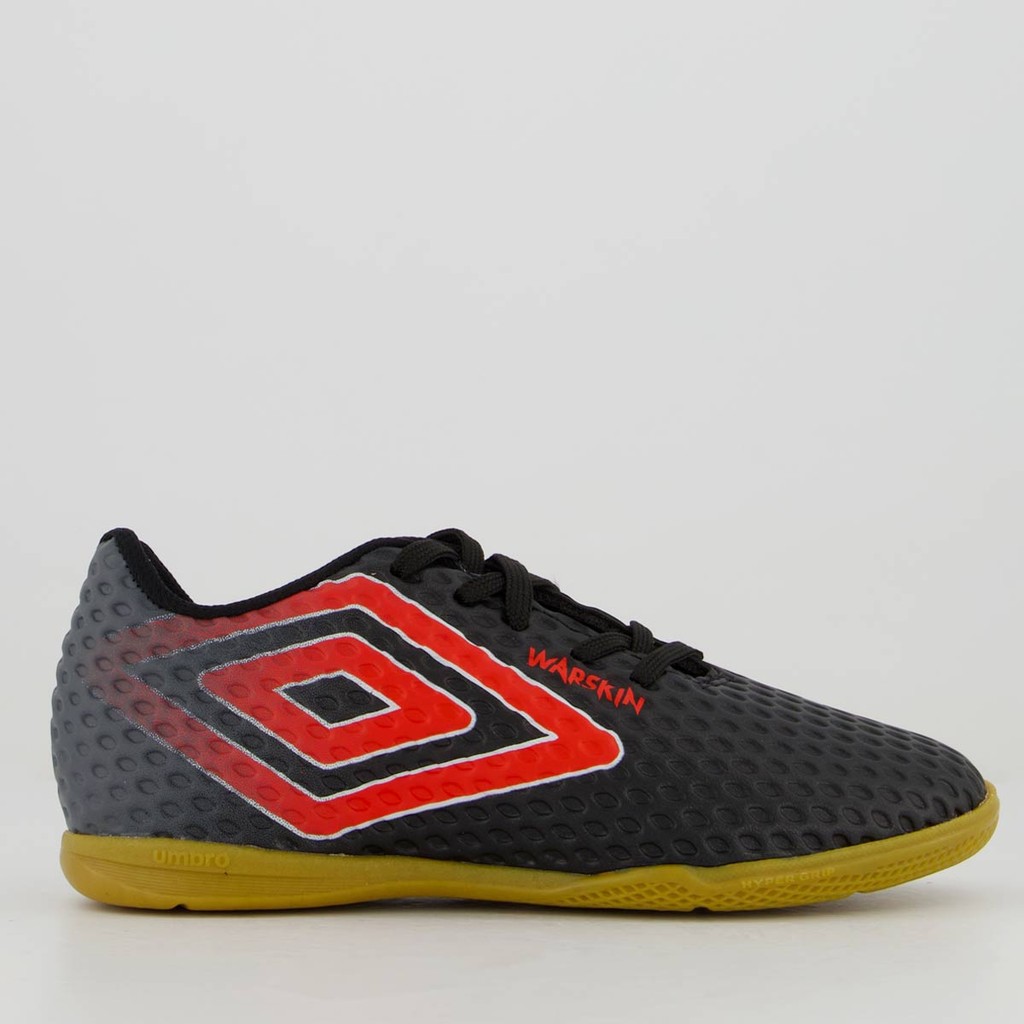 Chuteira Umbro Warskin Futsal Juvenil Preta e Vermelha - Sports & Outdoors