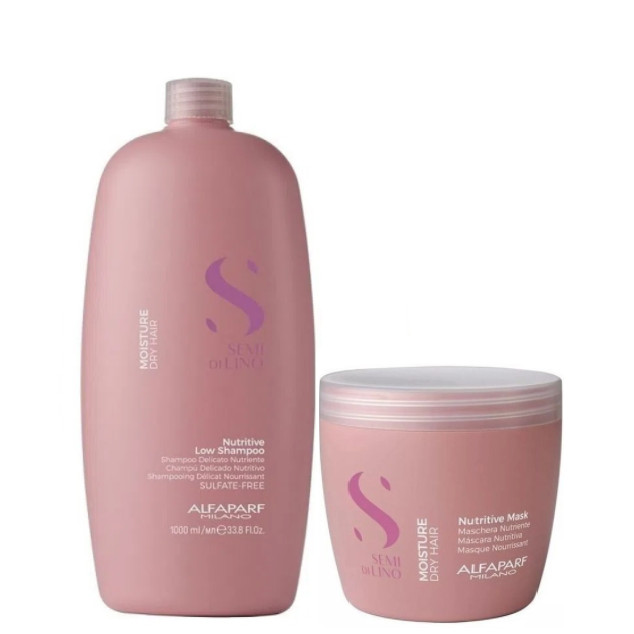 Kit Semí Dí Lino Moisture Shampoo e Máscara - Alfaparf em Oferta na Shopee