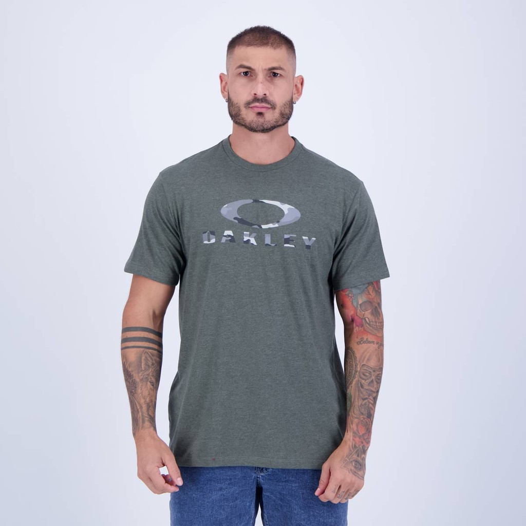 Camiseta Oakley Camo SS Verde e Cinza - Men Clothes