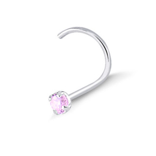 Piercing De Nariz Prata Cravejado Com Pedra De Zircônia Rosa em Oferta na Shopee
