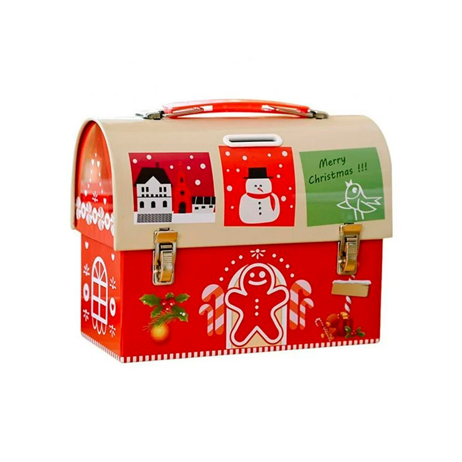 Lata de Metal de Natal - Caixa Maleta Bege - 17cm - 1 unidade - Rizzo em Oferta na Shopee