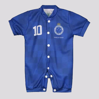 Macacão Cruzeiro Curto Azul e Branco em Oferta na Shopee