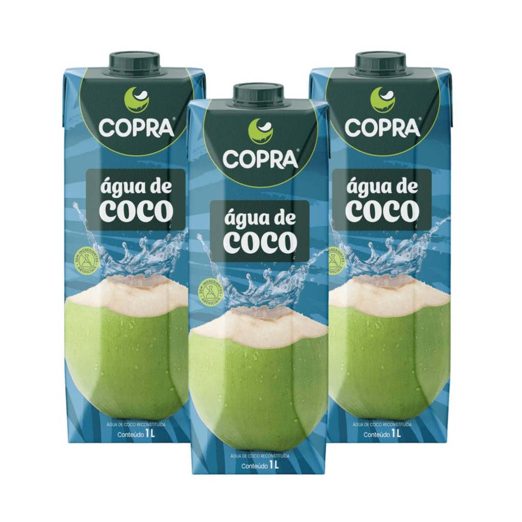 kit 3 Copra Água de Coco 1 litro