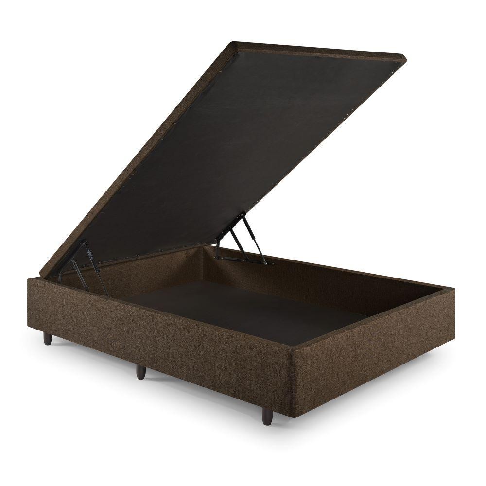 Base Box Baú Casal 138x188x34 cm Linho Marrom