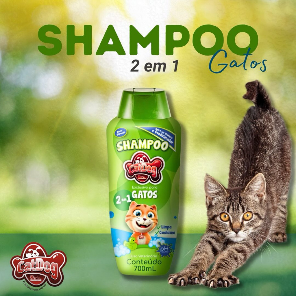Kit 4 Shampoo 2 em 1 Gatos CatDog & Cia - 700ml — imagem 2 de 2