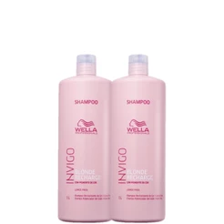 Kit Wella Professionals Invigo Blonde Recharge - Shampoo Desamarelador 1L (2 Unidades)