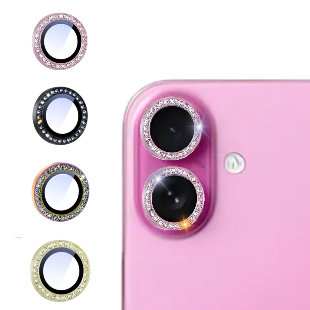 kit 2 Películas Proteção Lente da Câmera Para iPhone 16 16plus com strass brilho fosca cores