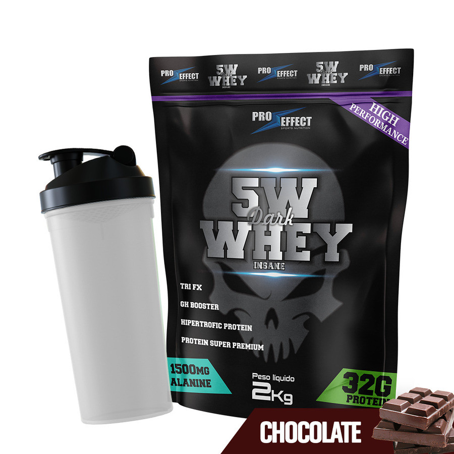 Kit Whey Protein Dark Insane 2Kg + Coqueteleira 600ml - Pro Effect em Oferta na Shopee