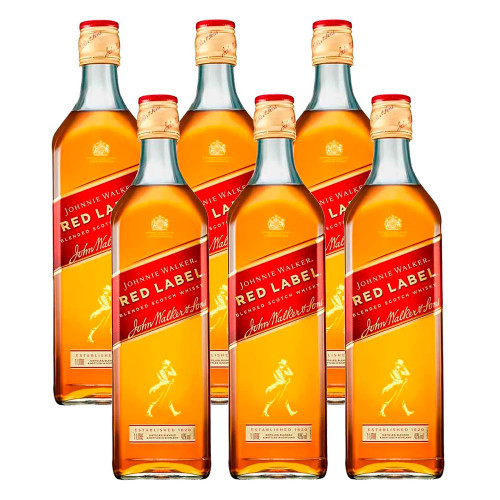 Whisky Johnnie Walker Red Label 1 Litro 6 Unidades