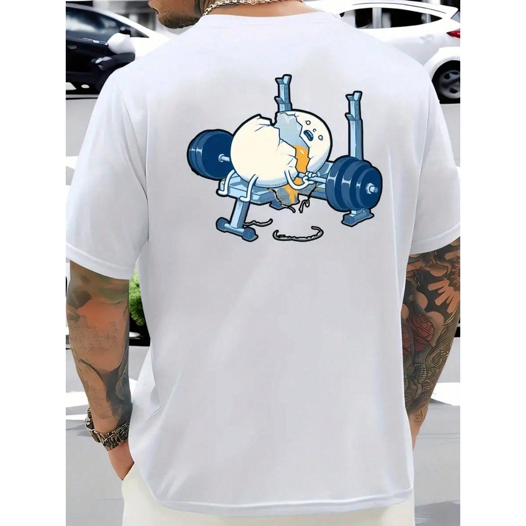 Camiseta OVERSIZED OVO QUEBRADO Estampa Divertida Academia Treino Musculação Blusa Novidade